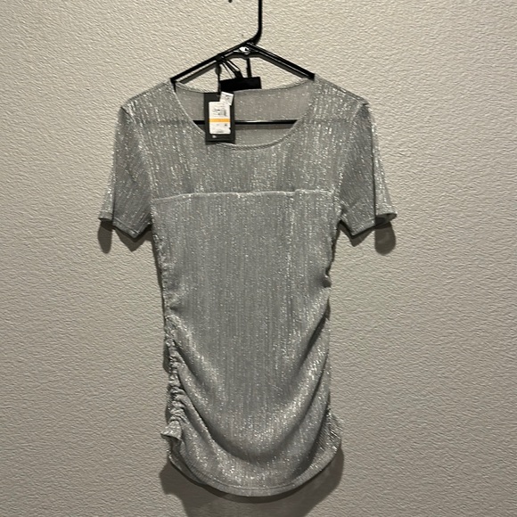 Dkny Tops - Brand new with tags DKNY metallic mesh short sleeve shirt